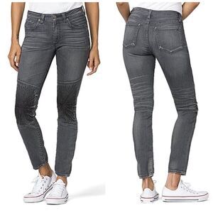 MM Vintage Black Biker Motto Skinny Embroidered Jeans Sz 27